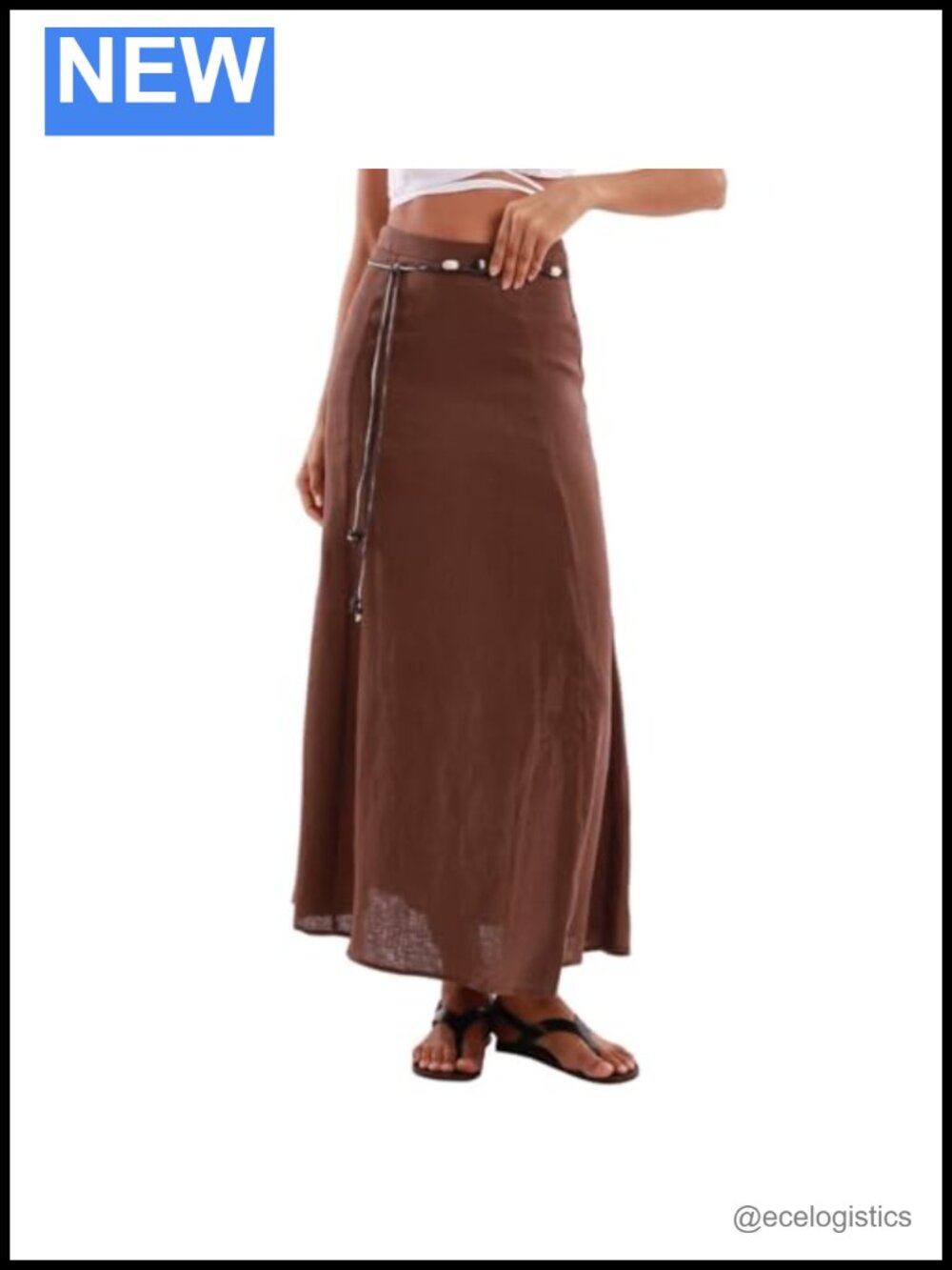 Women's 100% Linen A-Line Maxi Skirt High Rise Zipper